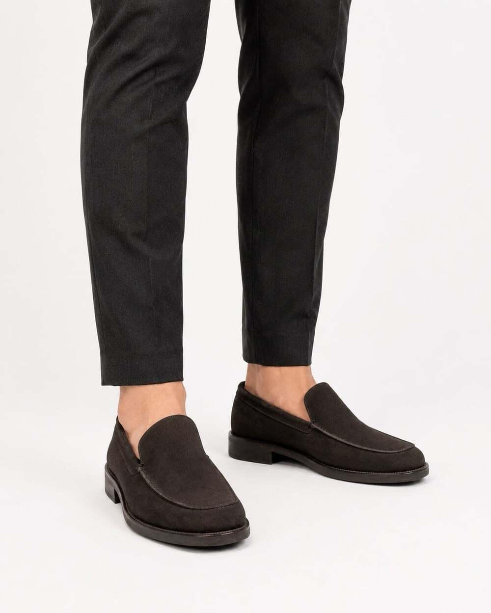 Gucci Mens Black Suede Square Toe Apron Loafers Slip On Shoes EU 46 US 12.5